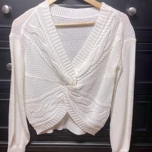Fashion Nova White Twist-front Sweater